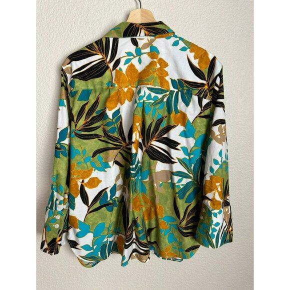 Chico's Women's Button down shirt Stretch Palms 3/4 sleeves colorful Size 18 - Picture 13 of 13